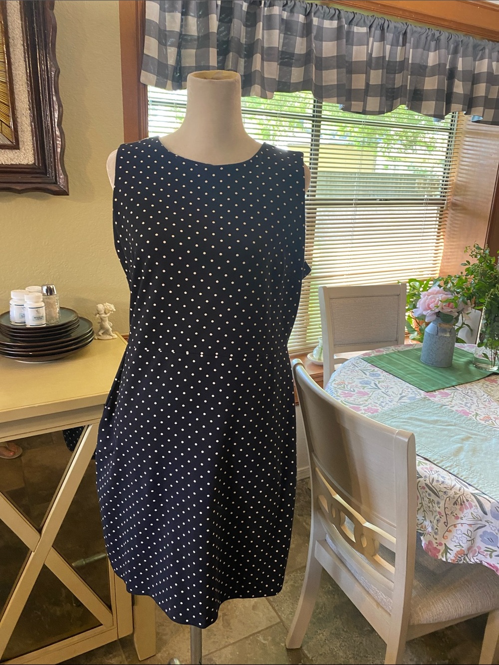 Sleeveless Black Polka Dot Midi Dress